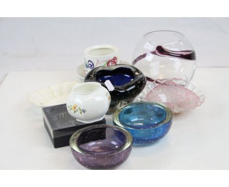 Box of mixed glassware and china including Whitefriars and Poole etc 
