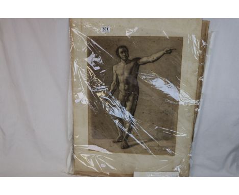 Giovanni double sided pencil sketch of male nude, signed and titled, together with a similar pencil sketch of a black man and