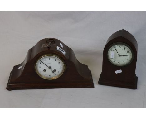 Early 20th century arched top mantle clock &amp; J W Benson two train mantle clock