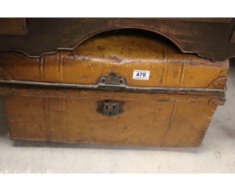 Victorian Dome Top Tin Trunk with Various Items