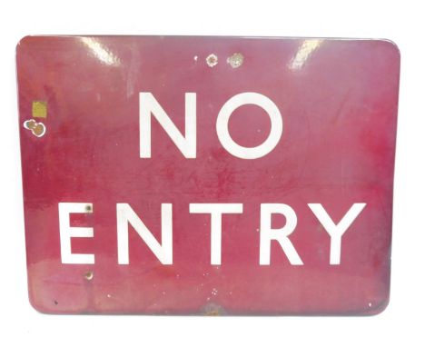 A Midland Region Railways 'No Entry' enamel sign, 24 x 18".