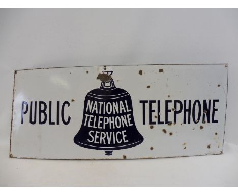 A National Telephone Service 'Public Telephone' rectangular enamel sign by Willing and Co., 36 x 15".