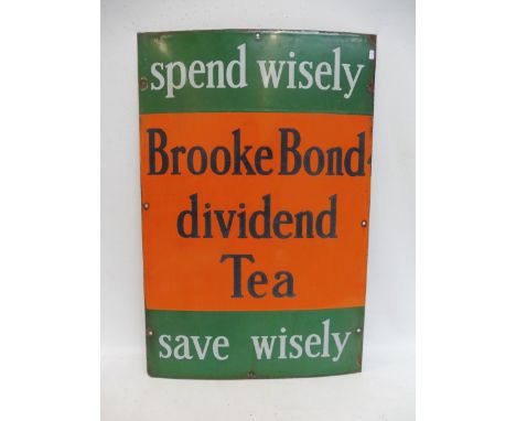 A Brooke Bond dividend Tea rectangular enamel sign, 20 x 30".