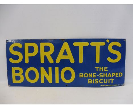 A Spratt's Boneo rectangular enamel sign by Wood &amp; Penfold Limited of London, in excellent condition, 30 x 12". 