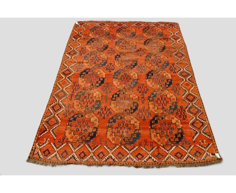 Ersari Turkmen 3 x 6 gulli-gul main carpet, south west Turkmenistan, mid-19th century, 9ft. 9in. x 7ft. 1in. 2.97m. x 2.16m. 