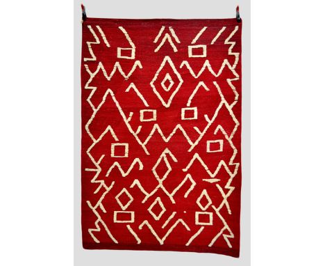 Bakhtiari part piled red ghileem, Chahar Mahal Valley, south west Persia, the abstract design piled in ivory wool, 7ft. 4in. 