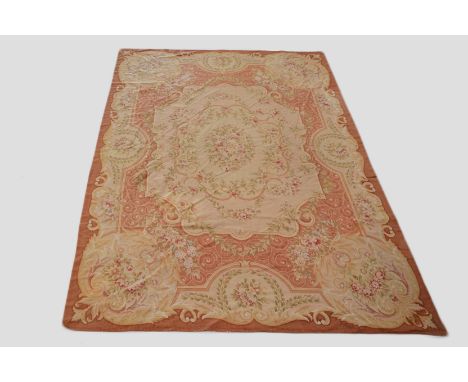 Needlework carpet in the Aubusson style, European, 20th century, 11ft. 8in. x 8ft. 6in. 3.56m. x 2.59m. Lined with undyed cot