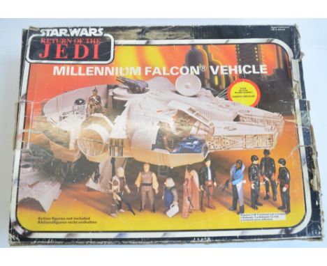 Vintage Palitoy Millennium Falcon with original box. Model  incomplete and damage to an internal card partition (see photos),