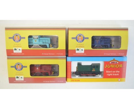 Four OO gauge electric diesel train models to include Bachmann Junior 30-915 0-6-0 shunter "Rusty" (model mint, box excellent