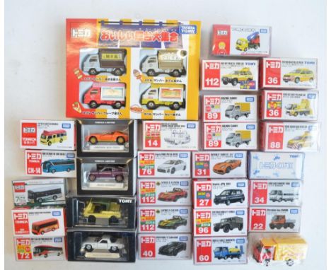 Thirty boxed Japanese imported small scale diecast models from Takara Tomy to include 4 vehicle multipack delivery van set, c