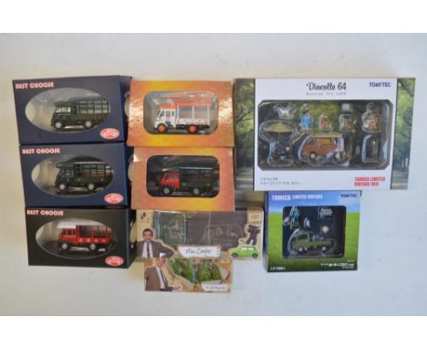 Six small scale diecast Japanese delivery van models from Best Choose (no scale indicated, estimate 1/72, boxes good to near 