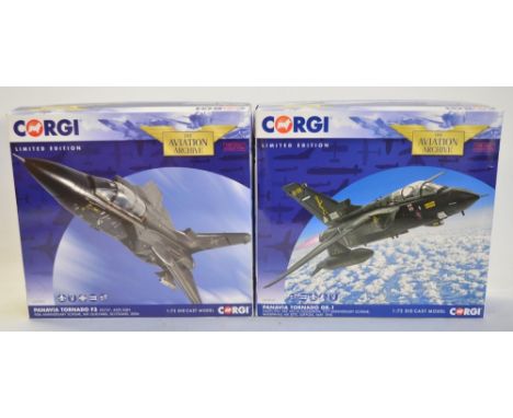 Two limited edition RAF Panavia Tornado special scheme diecast models to include AA39802 F3 43 Sqn gloss black 90th anniversa