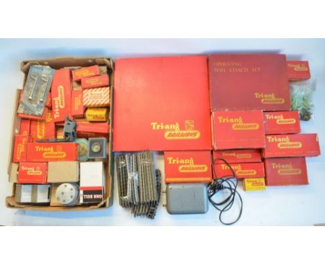 Collection of vintage Tri-ang OO gauge railway models and accessories to include Power Unit No1, track, R115 Caboose, R89 ele