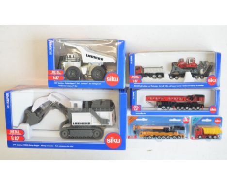 Collection of diecast plant models from Siku to include 1/87 scale 1798 Liebherr hydraulic excavator, 1807 Liebherr dump truc