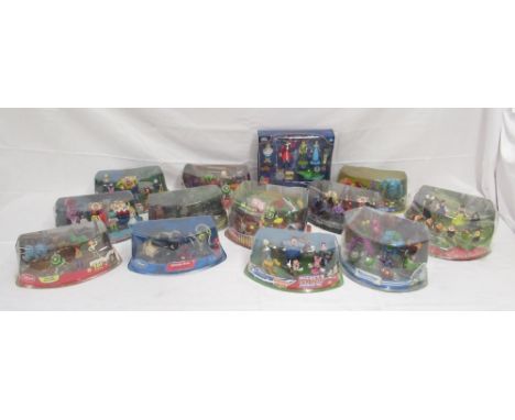 Thirteen Disney Store Figurine sets comprising Toy Story Villains play set, Mickey's Car Wash, The Jungle Book, Spiderman, Pe