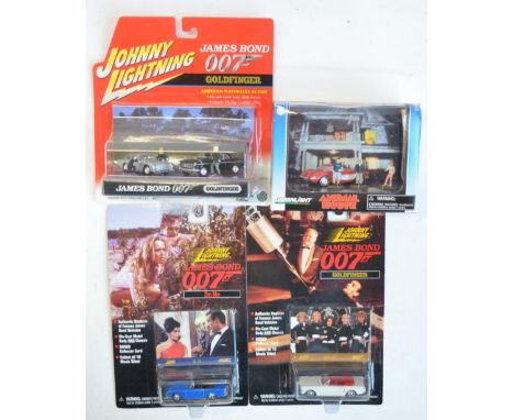 Four factory sealed/un-opened 1/64 scale diecast movie/TV related diecast models/model sets to include Johnny Lightning James