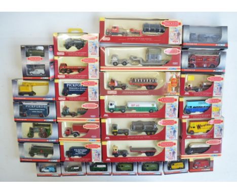 Thirty boxed 1/76 scale OO gauge diecast Trackside model vehicles/vehicle sets from Corgi and Lledo to include vintage commer