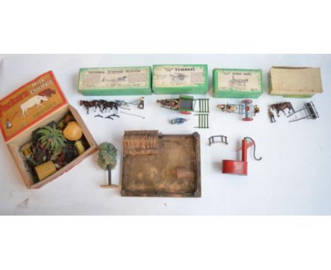 Collection of mostly W Britain's lead figures and models, mostly farm to include boxed General Purpose Plough, Home Farm Seri