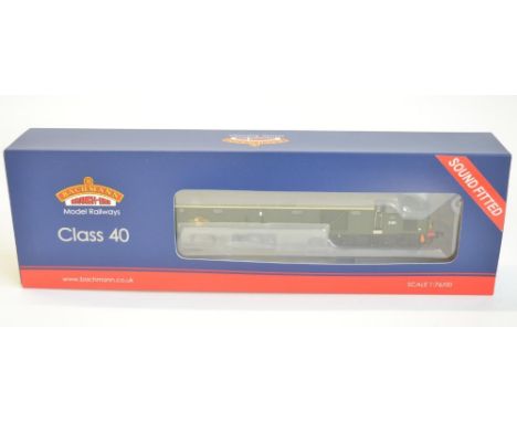 Bachmann Sound Fitted OO gauge electric diesel locomotive model 32-485SF Class 40 D365 BR green livery with small yellow pane