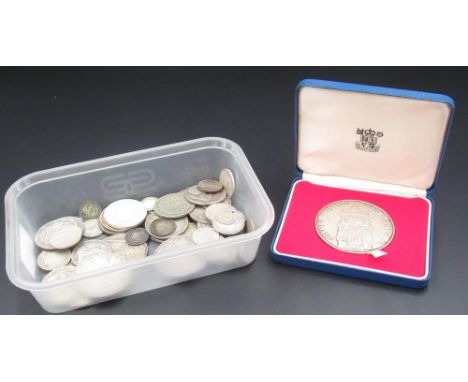 Royal Mint silver hallmarked Elizabeth II Silver Jubilee 1952-1977 coin and a collection of Pre-1947 and Pre-1919 GB silver c