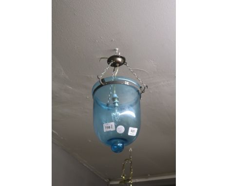 A BRISTOL GLASS CENTRAL LIGHT suspended by chrome chains