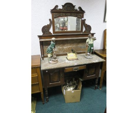 LATE 19TH CENTURY MAHOGANY FRAMED DRESSING TABLE the raised superstructure with a rectangular framed bevelled plate between s