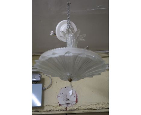 A CRYSTAL GLASS DECORATIVE CEILING LIGHT c.1970s in excellent condition