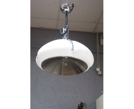 QUADRIFOGLIO PENDANT LIGHT by Gae Aulenti for Harvey Guzzini 1970 Biomorphic plastic shade and chrome branches pendant with t