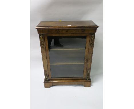 A VICTORIAN MAHOGANY WALNUT AND MARQUETRY INLAID DISPLAY CABINET the rectangular top above the slightly recessed frieze decor