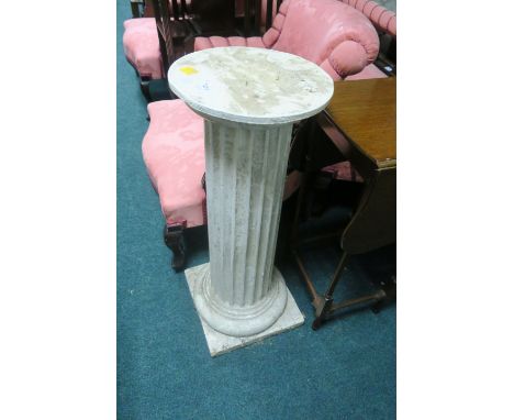 A PAIR OF CREAM PAINTED PEDESTALS each with a circular top and fluted column on moulded base  76cm high