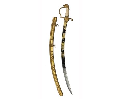 * American Sword. Fine American Officers' 1796 Light Cavalry Sword, circa 1817, of exceptional quality, the 70.5cm curved blu