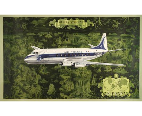 * Boucher (Lucien, 1889-1971). Air France Vickers "Viscount", circa 1953, colour lithograph poster, printed Perceval Paris (7