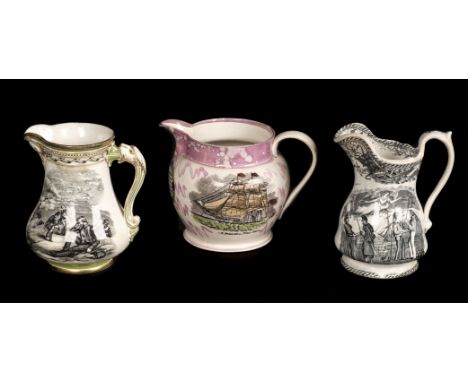 * Crimean War. Victorian Sunderland Lustre pottery jug made to commemorate the Crimean War 1854-56, one side printed with a c