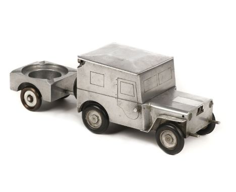* WWII Jeep &amp; Trailer Desktop Compendium c1940s. A souvenir of war constructed from aluminium scrap from crashed aeroplan