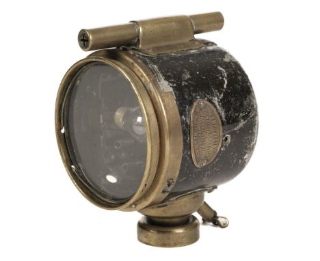 * Signalling Lamp. WWI Daylight Electric Signalling Lamp by Arthur Lyon &amp; Wrench Ltd, brass and black painted case with o