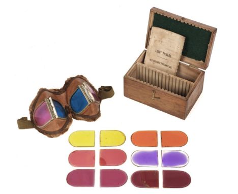 * Royal Naval Air Service. Rare pair of WWI RNAS flying filter goggles in superb condition, fitted with four hinged coloured 