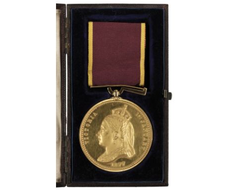 * Empress of India 1877, gold 'James Gibbs. Member of Council Bombay.', contemporarily engraved in serif capitals, 58mm diame