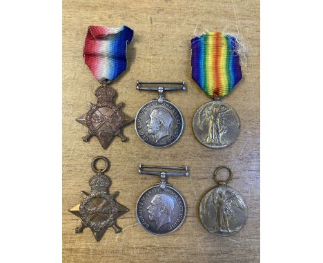 * Suffolk Regiment. Trios (2) 1914-15 Star (19260 Pte H.R. Green. Suff:R.), British War and Victory Medals (19260 Pte. H.R. G