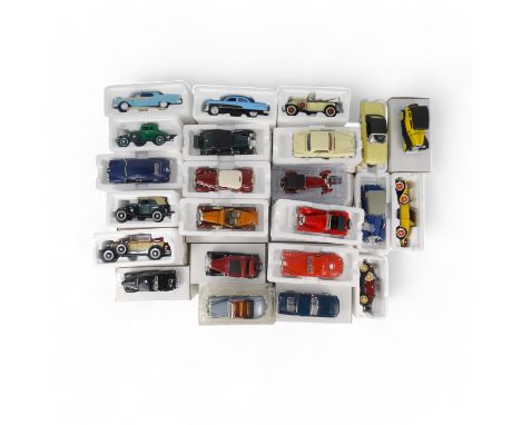 Twenty three die cast collector's cars - mostly American models, boxed with certificates, together with a scale model of an A