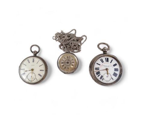 A 19th century silver cased open face pocket watch by G Aaronson of Manchester - with a white enamel dial set out with Roman 