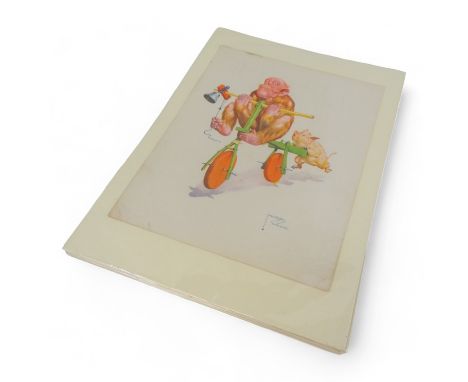 After Clarence Lawson WOOD Monkey and Pig with Bicycle Lithograph Unframed Picture size 32 x 25cm Together with six other sim