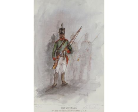 # Ben MAILE (British 1922-2017) The Rifleman of the 60th Brigade of Guard circa 1815 Lithograph Signed lower right numbered 9