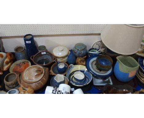 A collection of studio pottery including a Nancy Smillie table lamp Condition Report:No condition report available.