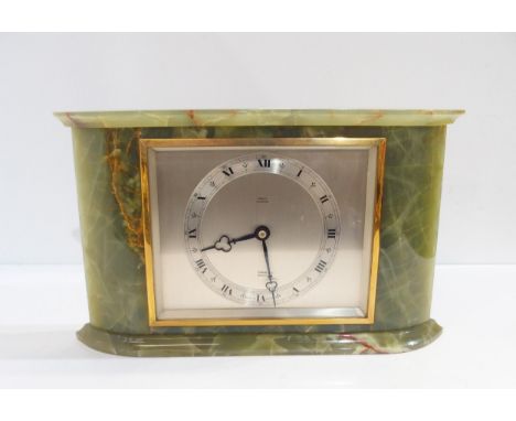 An Elliot green onyx mantle clock, retailed by Sorley, Glasgow Condition Report:Available upon request