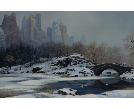 ALEXANDER CHEN (CHINESE b.1945) CENTRAL PARK BRIDGE-WINTER Print multiple, signed lower right, numbered 364/2250, 29 x 43cm T