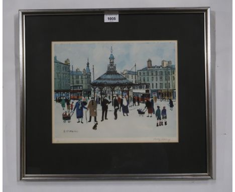BETTY STIRLING (SCOTTISH 1915-1985) BRIDGETON CROSS Print multiple, signed lower right, numbered 15/600, 26 x 31cm Title insc