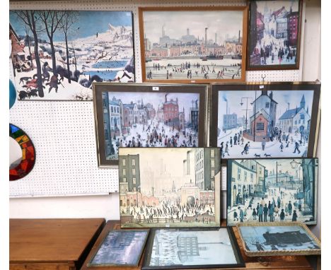 A lot of nine assorted L.S. Lowry prints and another print (10) Condition Report:Available upon request