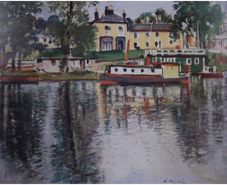 AFTER GEORGE LESLIE HUNTER (SCOTTISH 1877-1931) REFLECTIONS, BALLOCH Print multiple, 50 x 59cm Together with a watercolour by