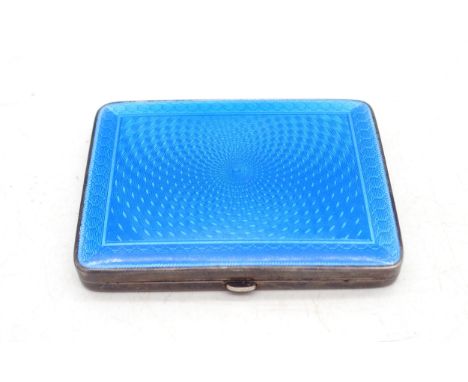 A George V silver and blue guilloche enamel cigarette case, by Crisford &amp; Norris, Birmingham 1932, of square form, with g