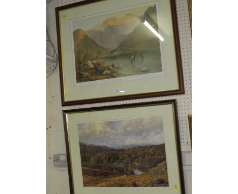 FRAMED AND GLAZED COLOURED PRINT TITLED BROTHERSWATER AFTER J B PYNE, TOGETHER WITH A FRAMED AND GLAZED ISLAND SCENE PRINT AF